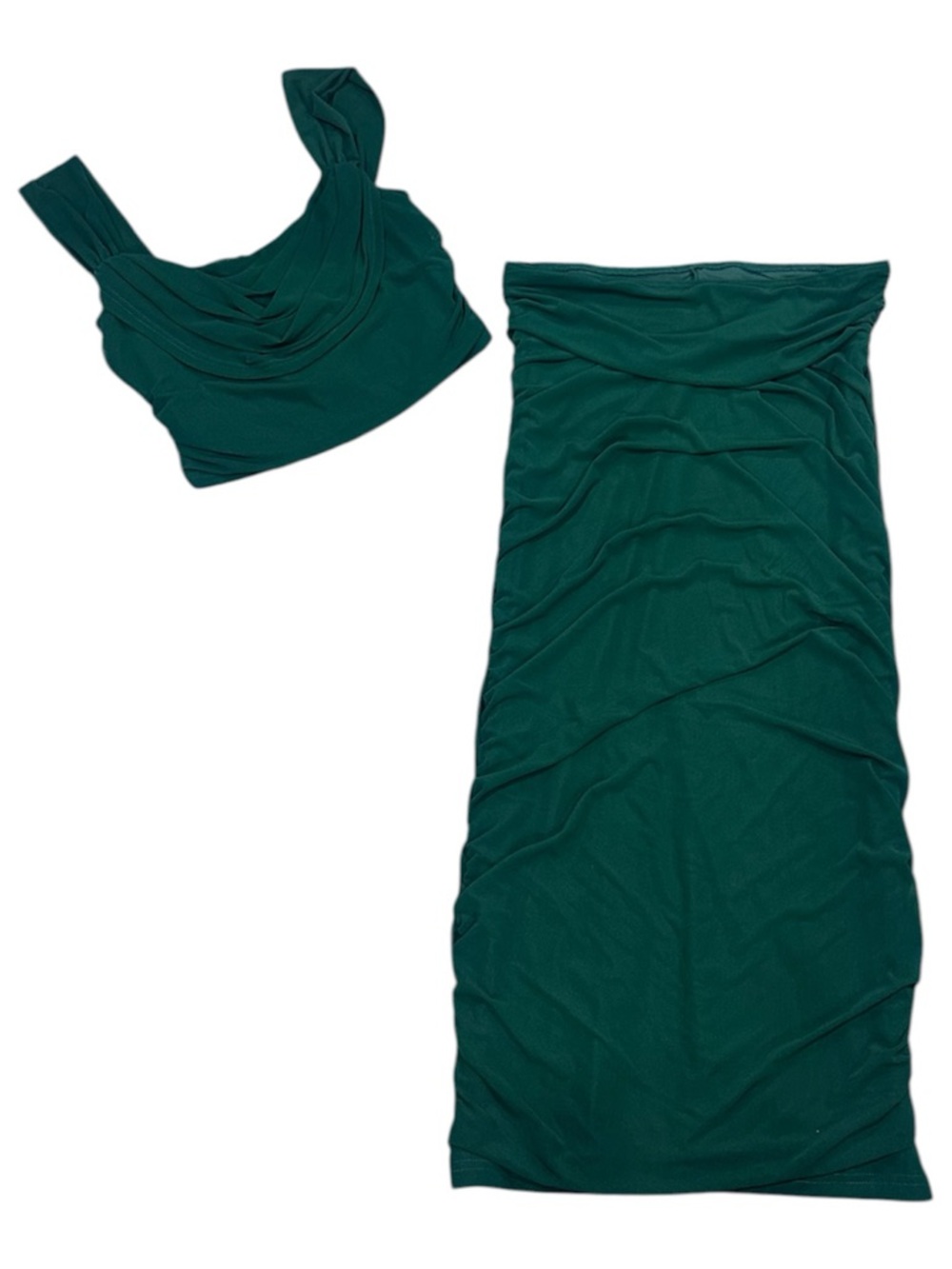 Pretty Garden Women's Dark Green Two-Piece Skirt Set size XL
